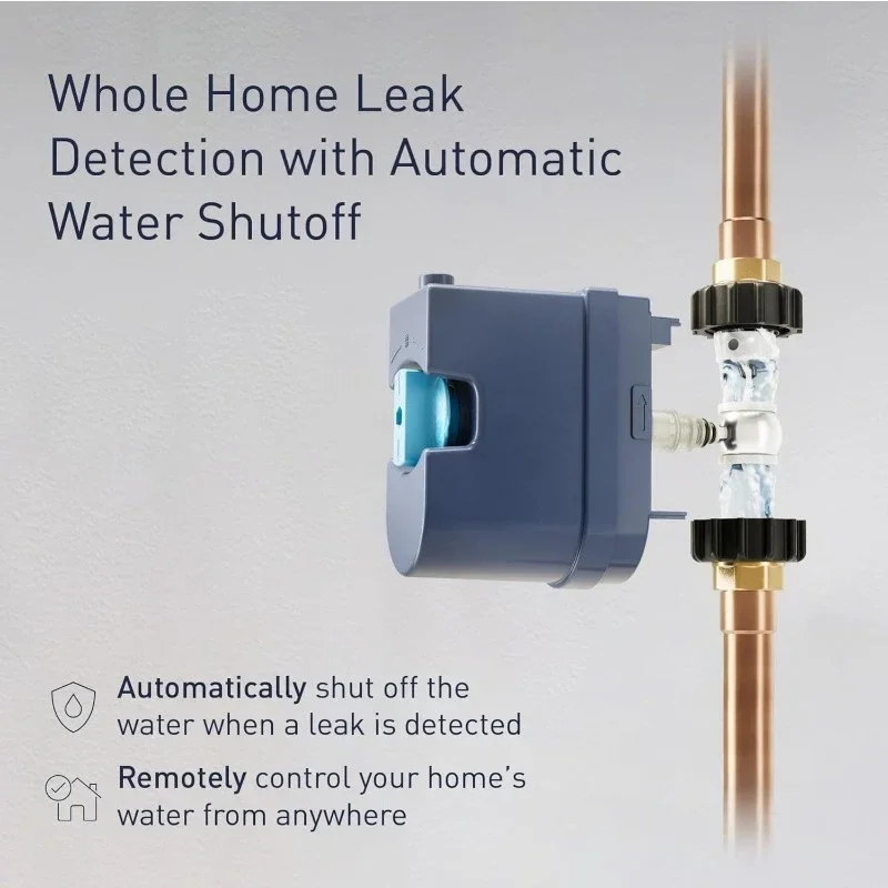 Smart Water Monitor and Automatic Shutoff Sensor, Wi-Fi Connected Water Leak Detector for 1-Inch Diameter Pipe