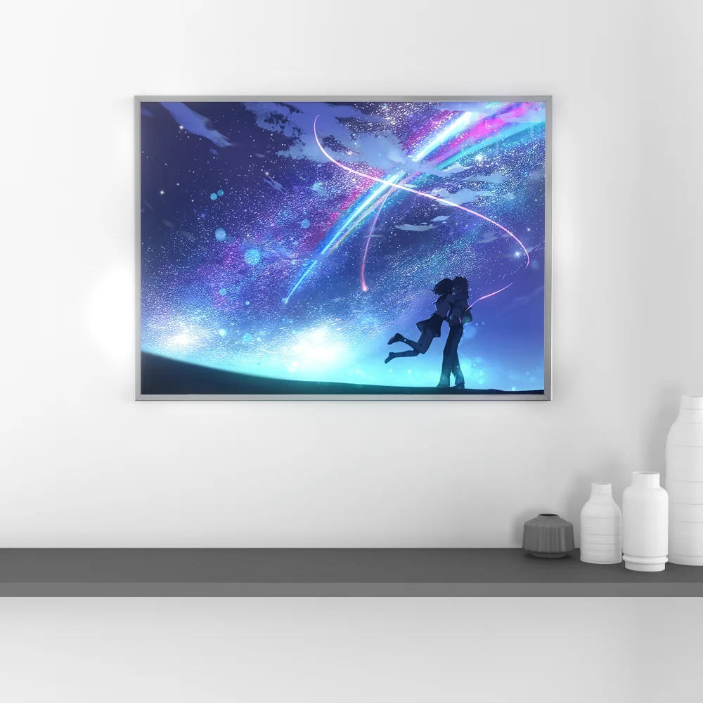 لوحة فنية جدارية متوهجة باسمك - ضوء ليلي LED ثلاثي الأبعاد لديكور غرفة النوم، هدية Kimi no Na wa Lampara de Noche #3