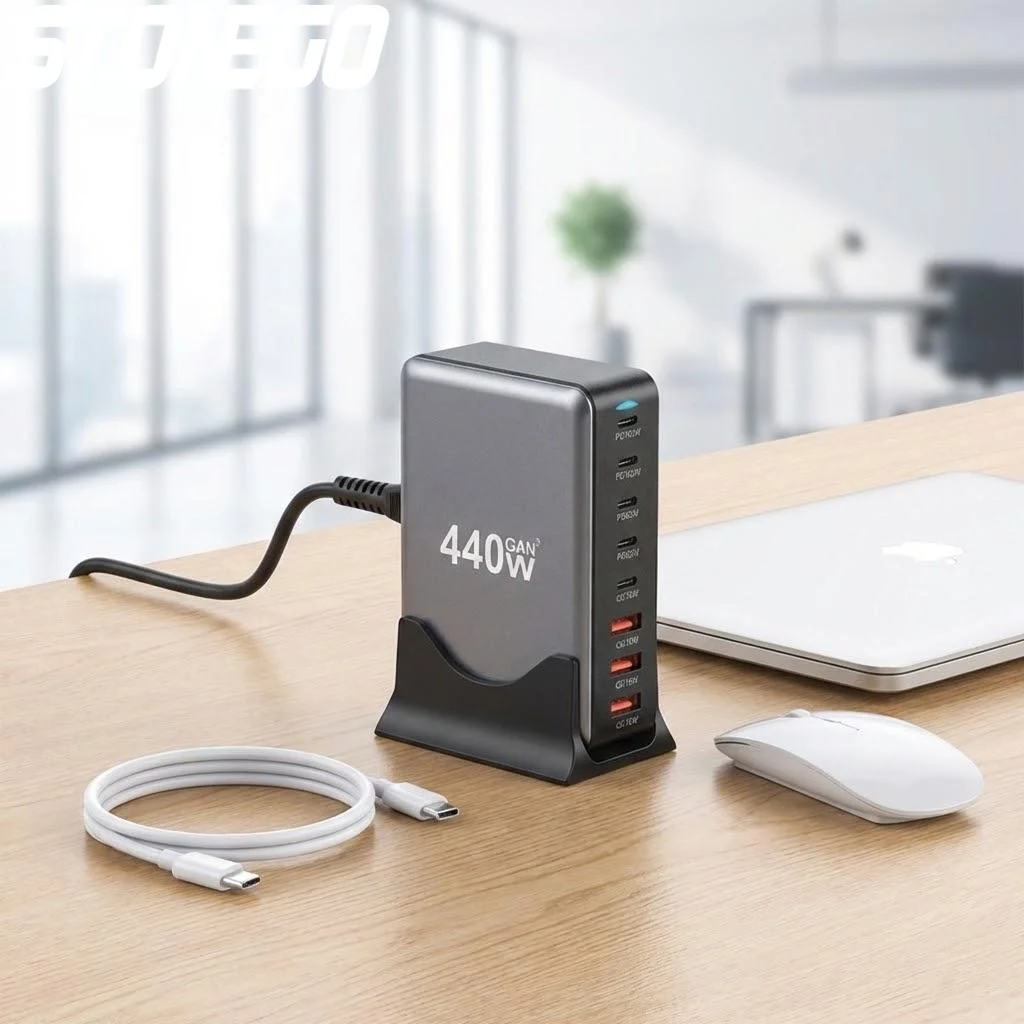 

440W USB C Charging Station 8 Port Fast Charger 100W Dual PD Compatible with MacBook Pro Air iPad iPhone 16 15 14 13 Pro Max