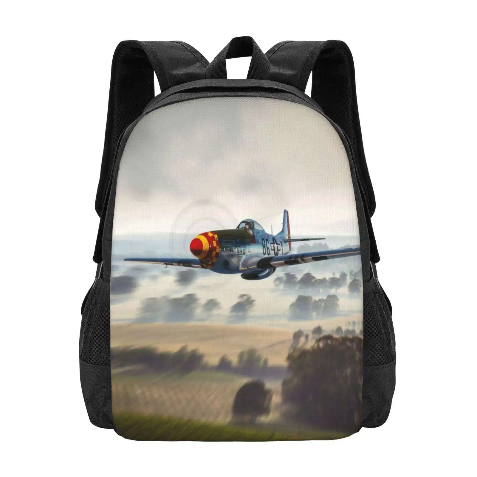 Chucks Ride 3D Print Design Backpack Student Bag Chuck Chuck Yeagers P 51 P51 Glamorous Glen Iii Usaac Usaf North American P 51