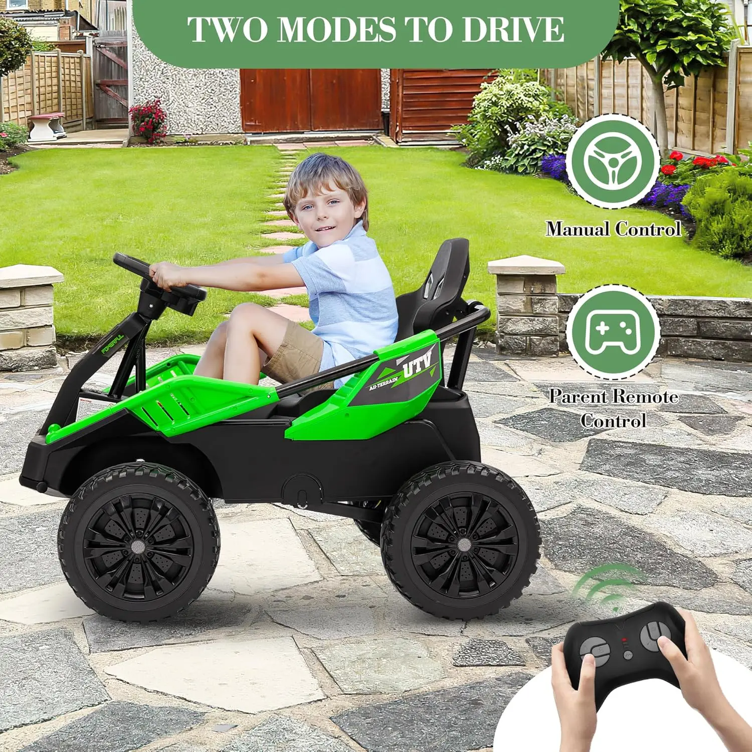 24V Ride-on Toys for Big Kids Electric Four Wheele Car with Parent Remote,Bluetooth Music, Horn, 4 Shock Absorbers,12v Batteries