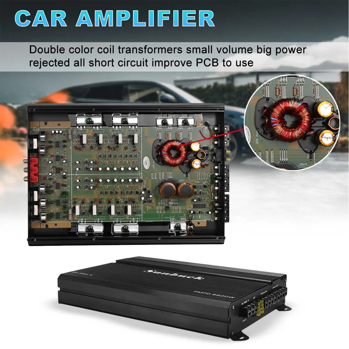 9900W Car Home Audio Power Amplifier 4 Channel 12V Car Digital Amplifer Car Audio Amplifier for Cars Amplifier Subwoofer 12V