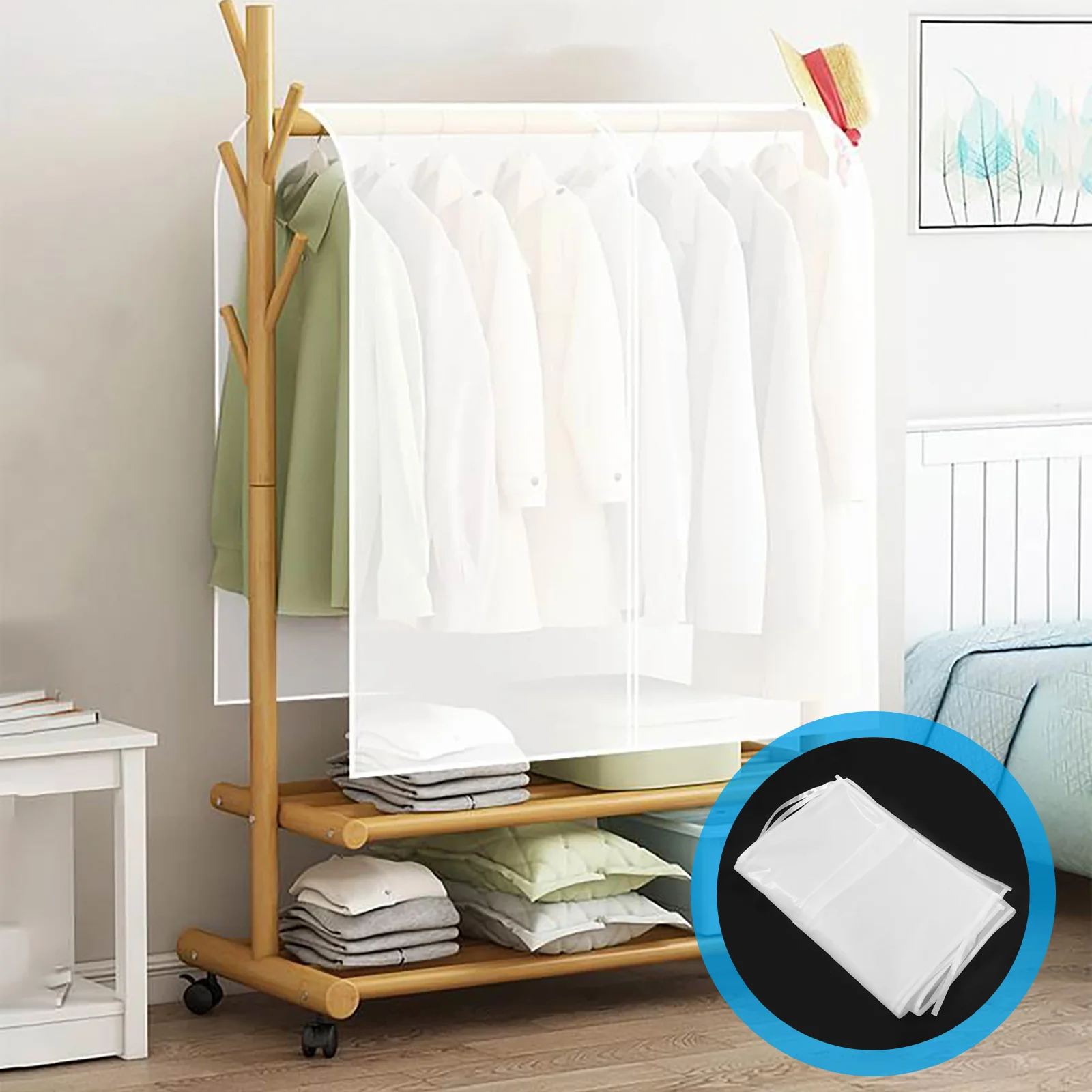 

Waterproof Garment Rack Heavy Duty Outdoor Clothes Protector For Balcony Dust Rain Cover Reusable Plastic Clothes Cover