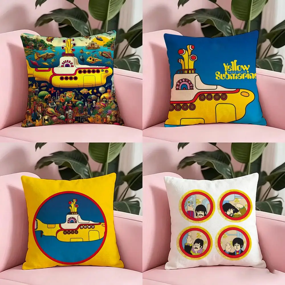 Anime Y-Yellow S-Submarine Cushion Cover Anti-dustmite Pillowcase Invisible zipper silky short plush Sofa cushion cover