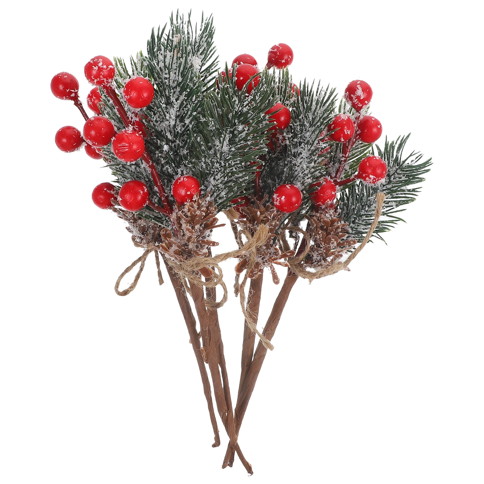 

5 Pcs Red Fruit Branches Artificial Stems Plastic Christmas Decor Mantel Table Window Ornament Fake Berry Home Adornment