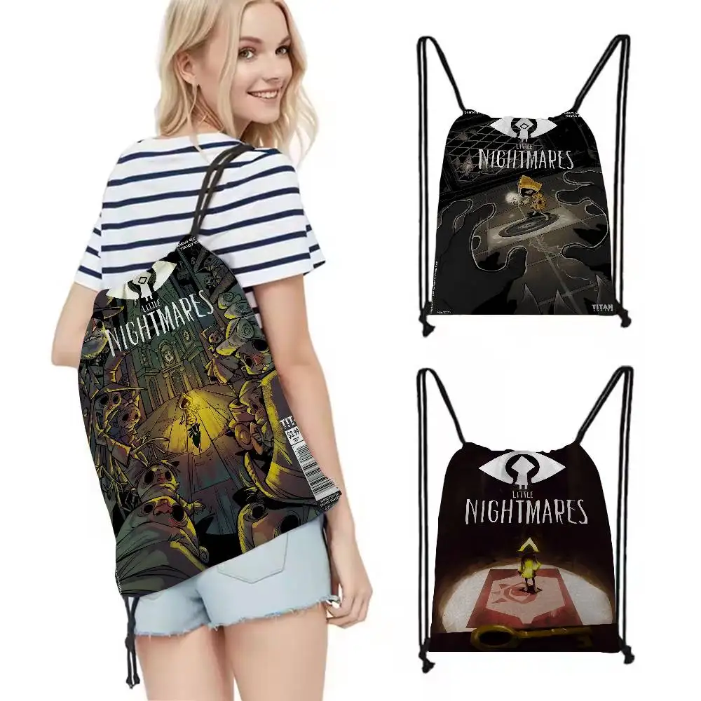 Game Little Nightmares Personalisierter Rucksack mit Kordelzug, Sport-Sporttasche für Damen und Herren, Einkaufssack, Rucksack mit Kordelzug