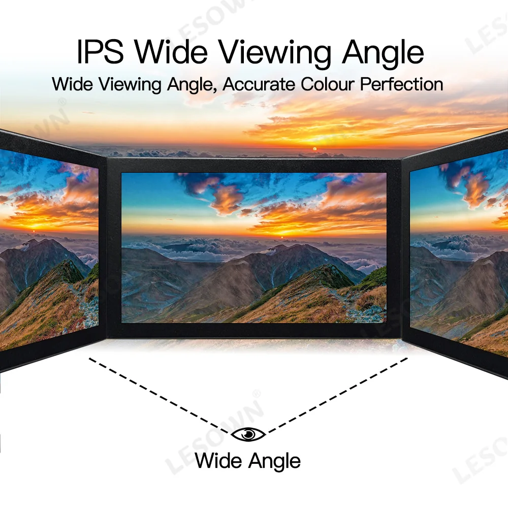 LESOWN Monitor Industri Bingkai Terbuka LCD IPS 7 Inci 1024X600 Rentang Suhu Lebar (-10 ℃   hingga 60 ℃ ) dengan VGA HDMI AV USB (sentuh)