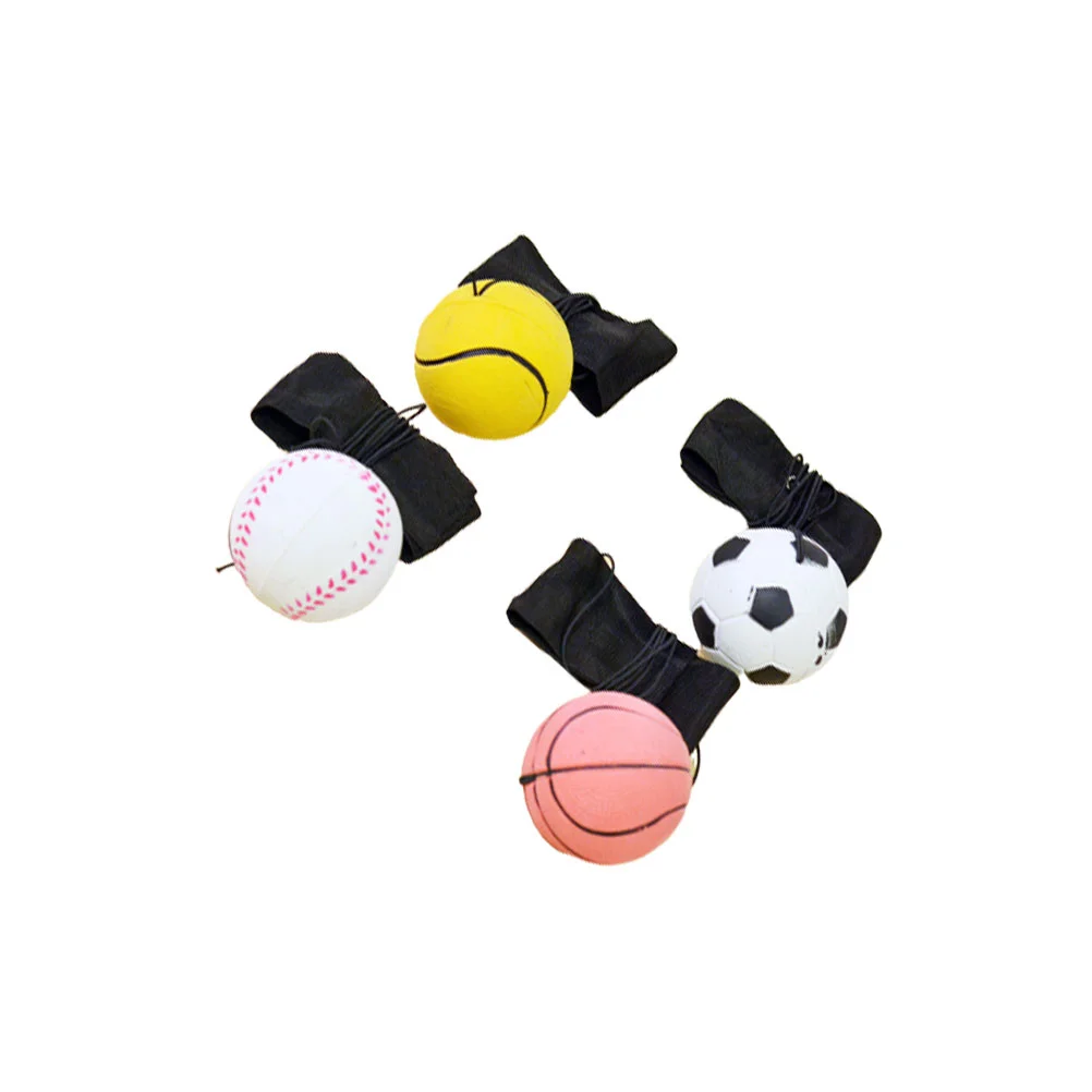 4 Uds. De juguetes de pelota para lanzar, pulsera elástica, pelota para muñeca, bolas de ventilación, relajante de emociones creativo con cuerda, patrón aleatorio