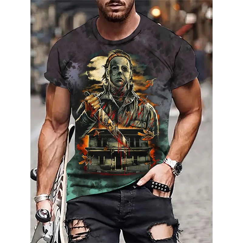 Michael Myers T-Shirts Halloween Horror Movie 3D Print Men Women Casual T Shirt Oversized Harajuku Y2k Tops Tees Kids Clothing