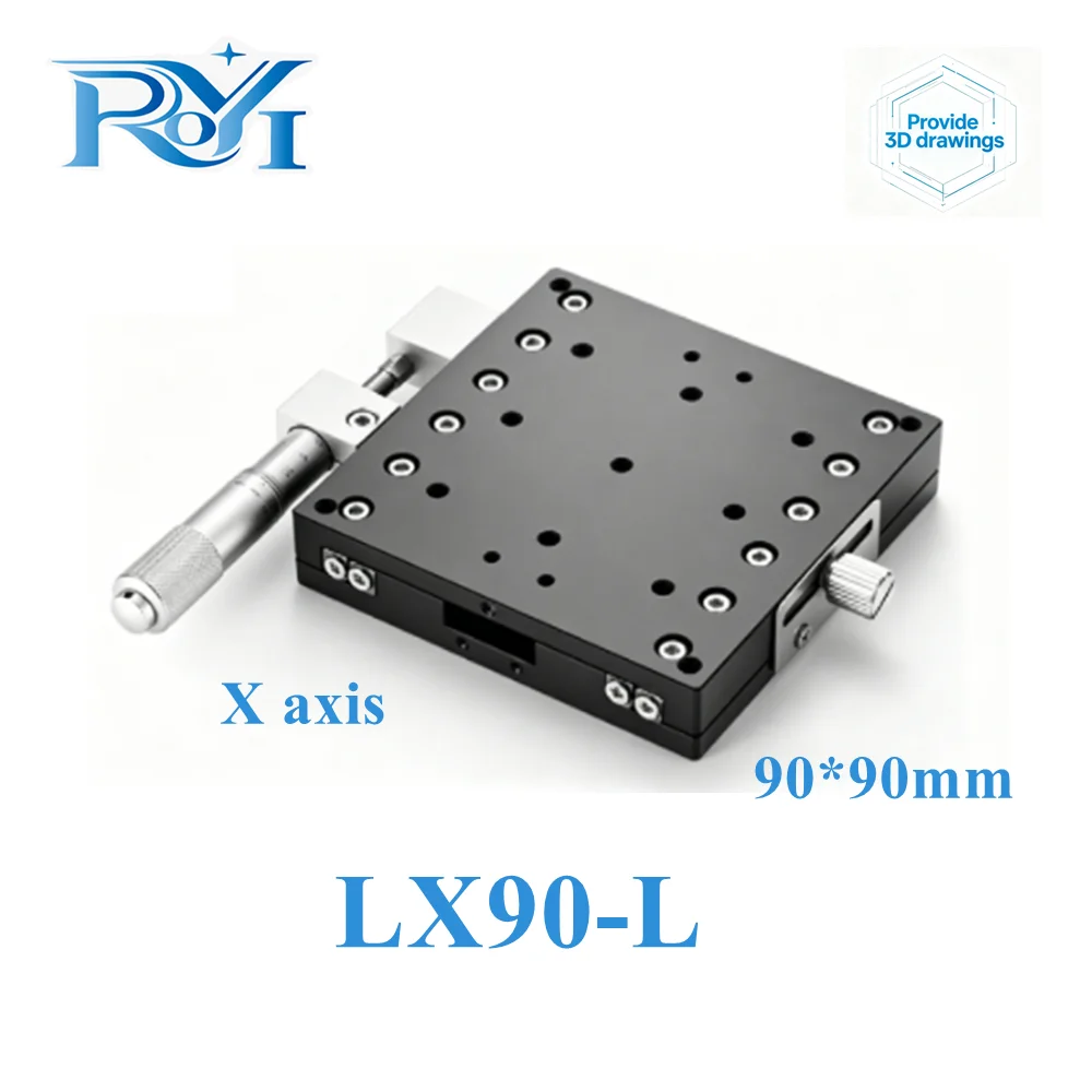 X Axis 90mm LX90-L LX90-C LX90-R Knob Micrometer Sliding Stage Cross Guide Rail Type Platform Manual Displacement Sliding Table