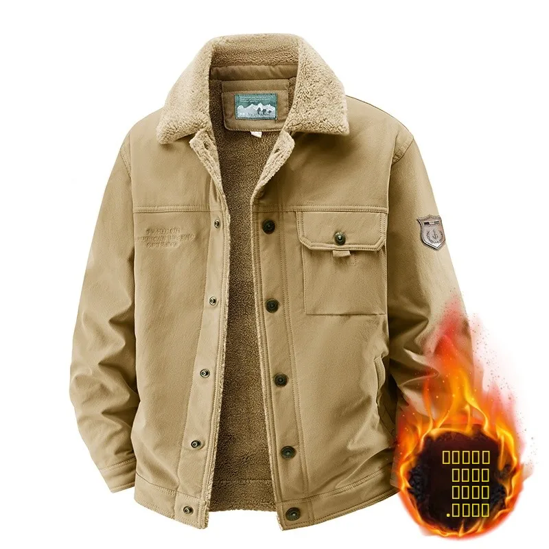 

Мужская зимняя куртка на флисовой подкладке, свободного кроя, утепленная, повседневная, с воротником, теплая, хлопковая, рабочая одежда, верхняя одежда, полиэстер, с длинными рукавами