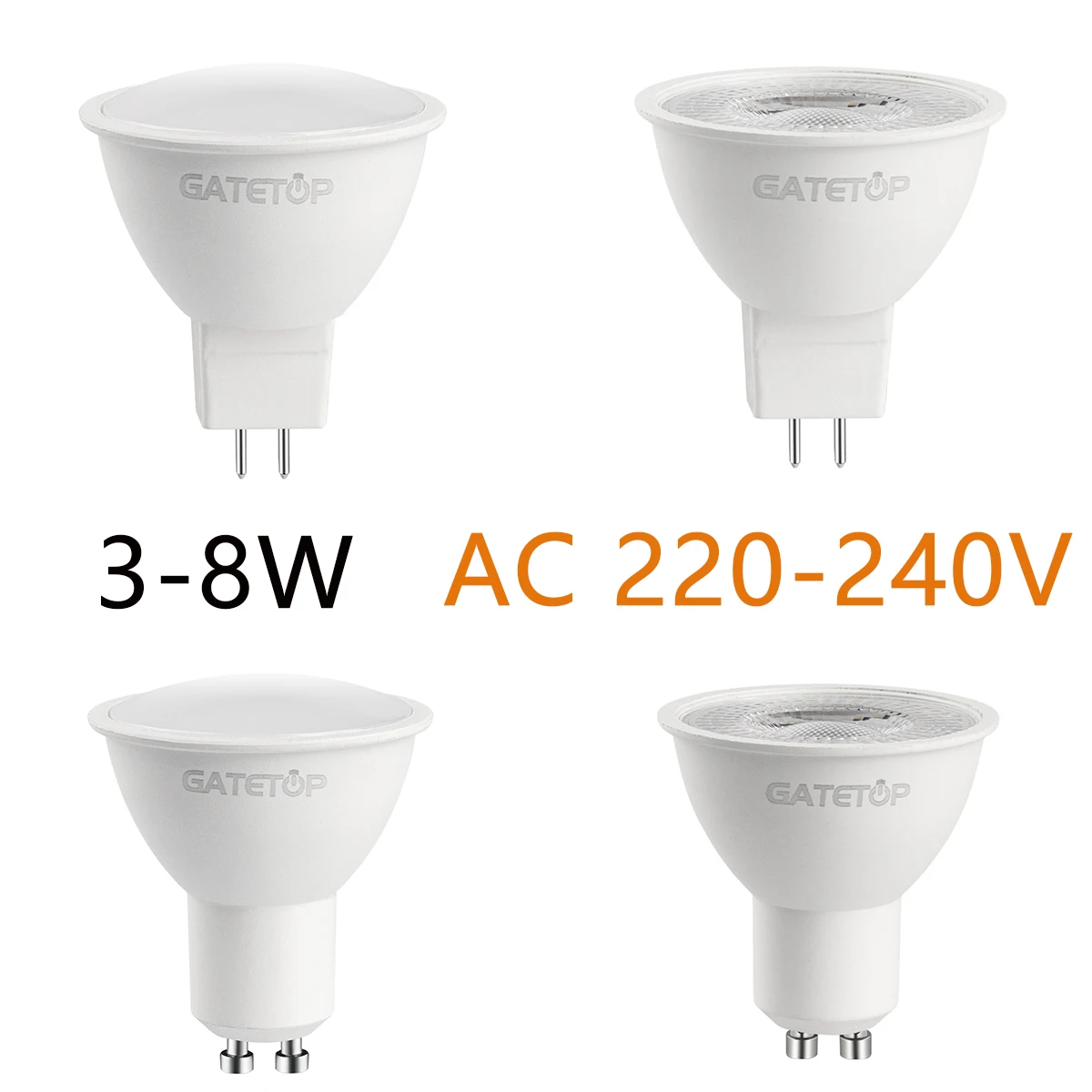 LED-Scheinwerfer gu10 gu5.3 ac220v hohe Licht ausbeute, kein Flimmern, warm weißes Licht 3w-8w, kann 20w 50w Halogenlampe ersetzen