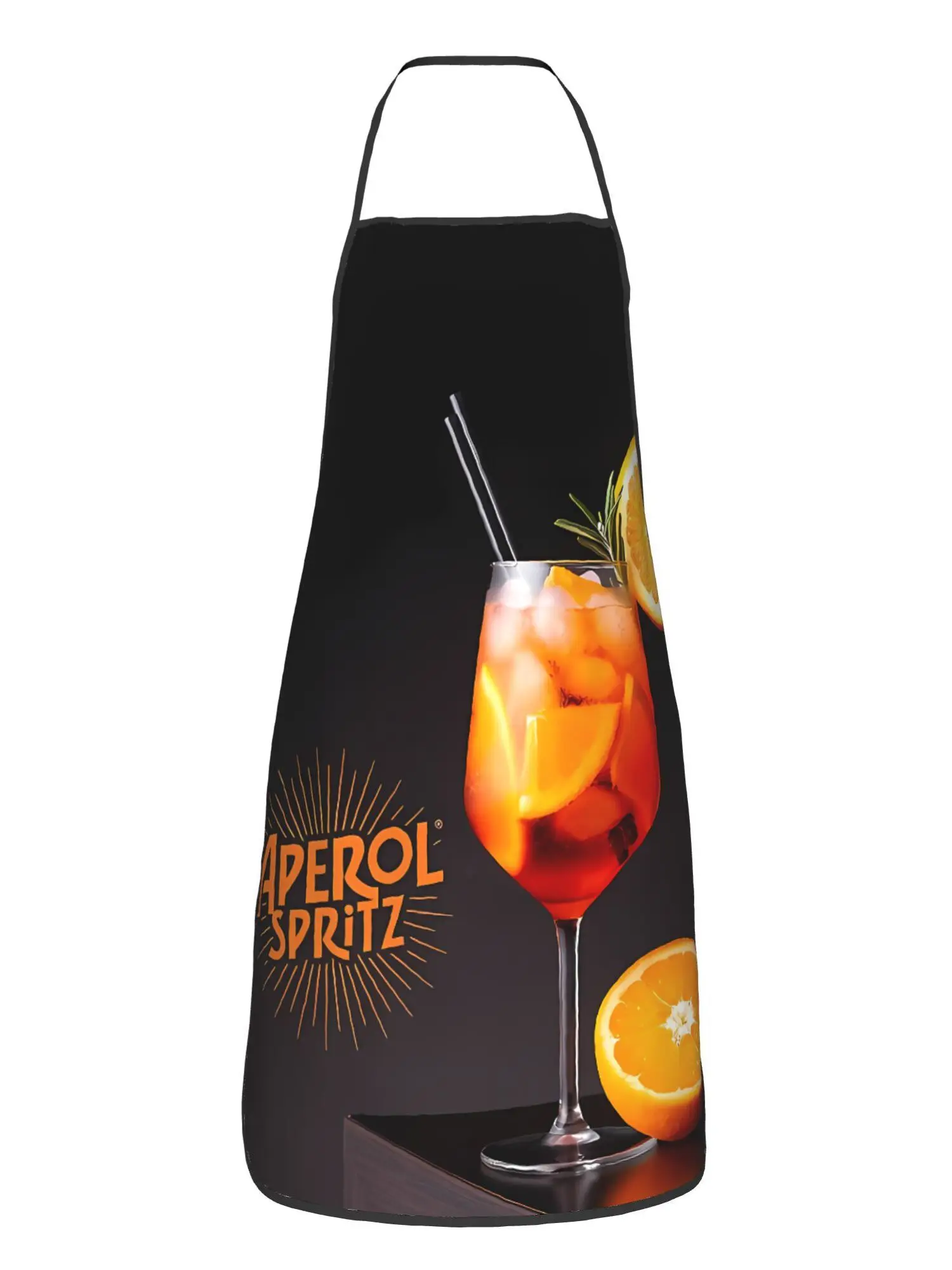 Aperol Spritz Black 1pc Adult Size Sleeveless Apron Pattern Printed Bib Home Cooking Kitchen Wear Kitchen Accessories