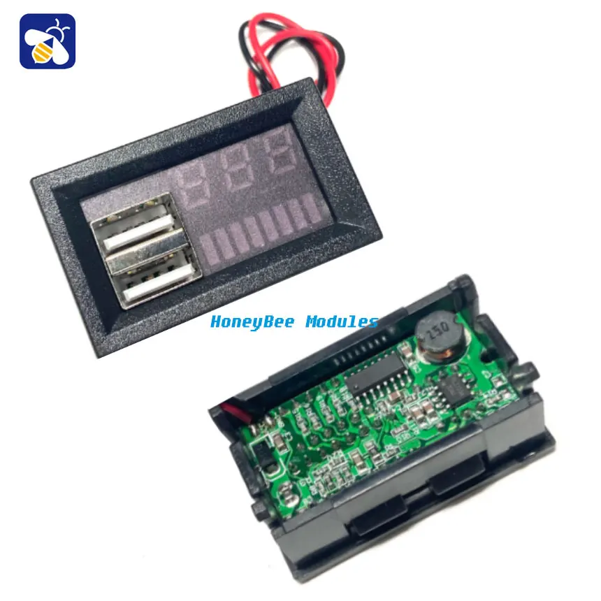 

Car 12V battery voltage power indicator meter head Integrated dual USB output 5V 2A voltage conversion