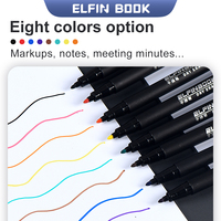 ELFIN BOOK 8 Colors Whiteboard Pens, Fine Tip Magnetic Water-Based Pen with Erasable Cap, Magnet Children's Painting Home