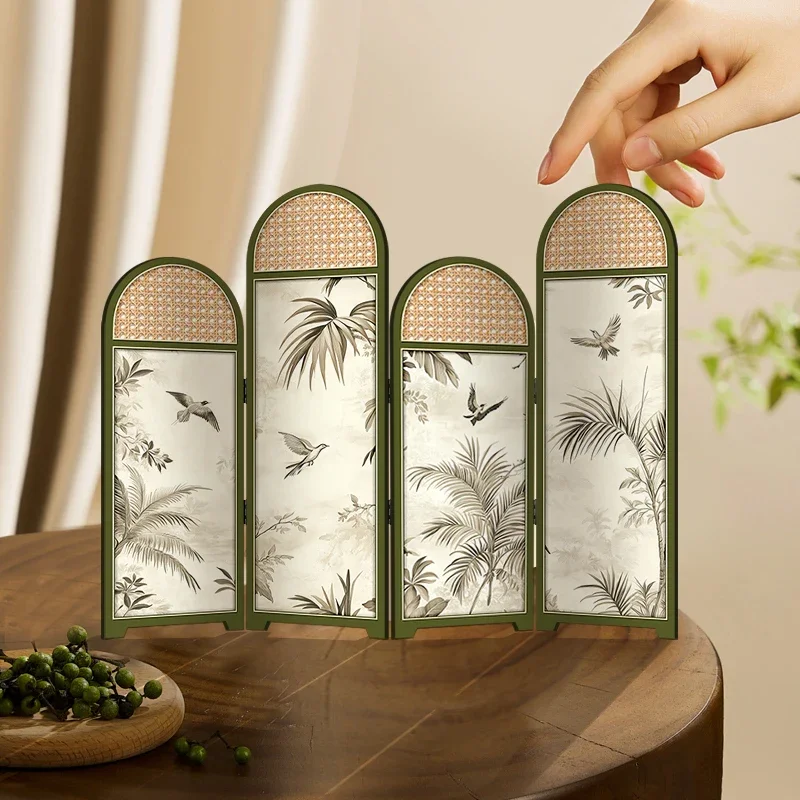 Medieval Style Desktop Screen Ornaments Antique TV Cabinet Picture Foldable Screen for Characteristic Friends Gift Screen
