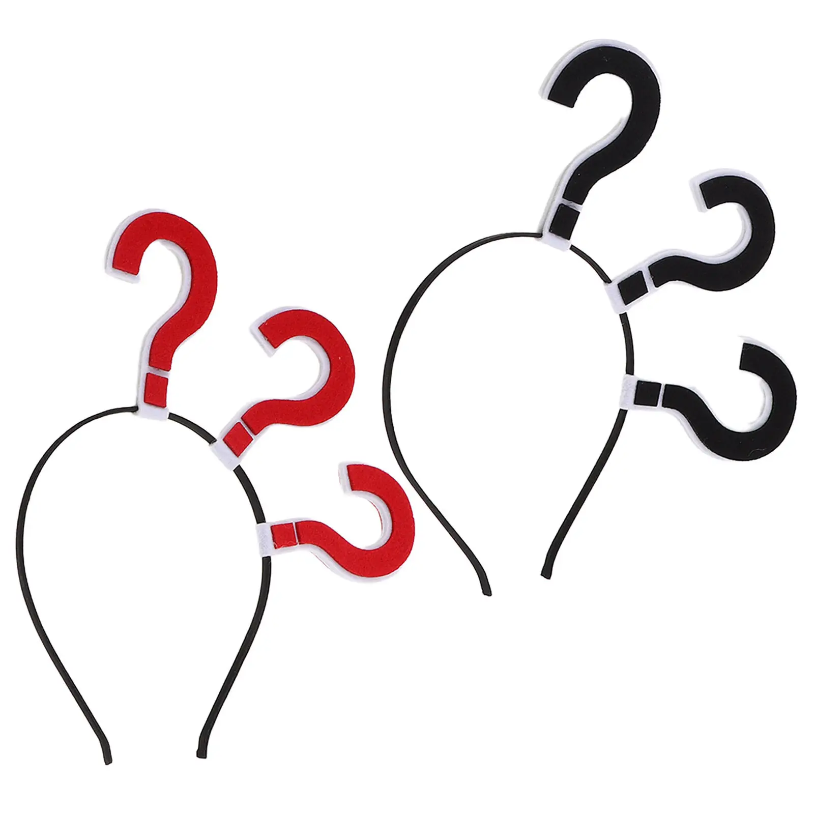2Pcs Question Mark Headband for Women – Creative Red Black Cloth Hair Accessory for Festival & Party