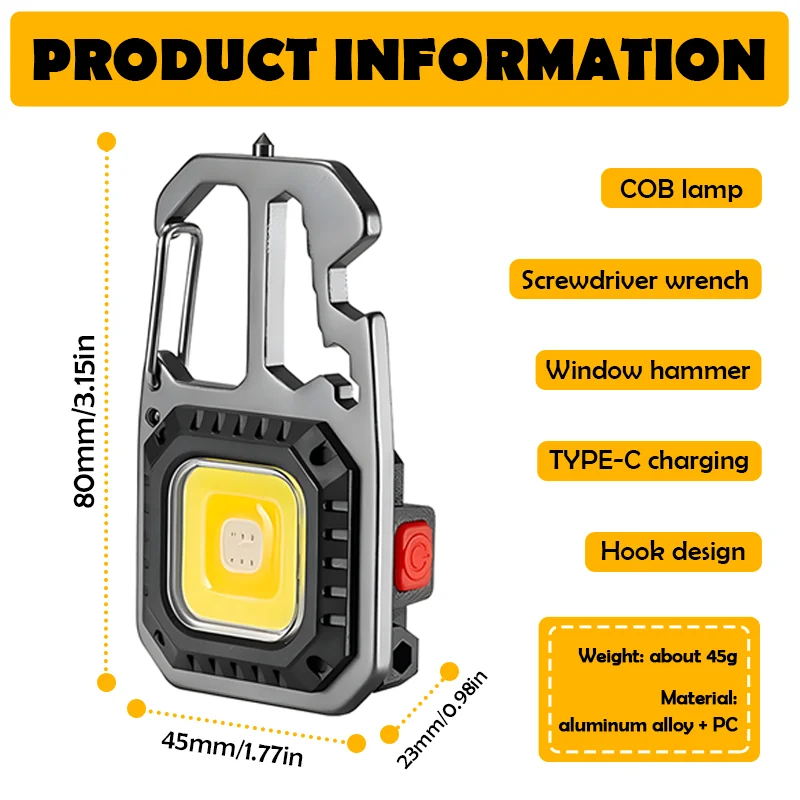 Keychain Flashlights 4 Packs, Portable Mini Rechargeable Flashlight 4 Light Modes with Magnet Base, Bracket, Bottle Opener