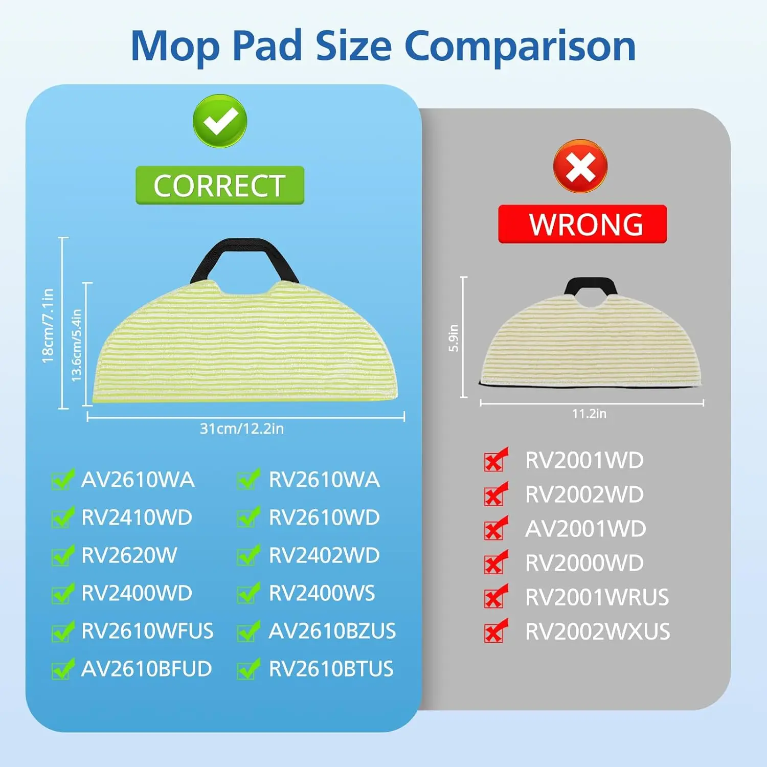 Mop Pad for Shark AV2610WA / RV2620WD / RV2610WA / RV2410WD Robot Vacuum Microfiber Sonic Mopping Pad Replacement Accessory