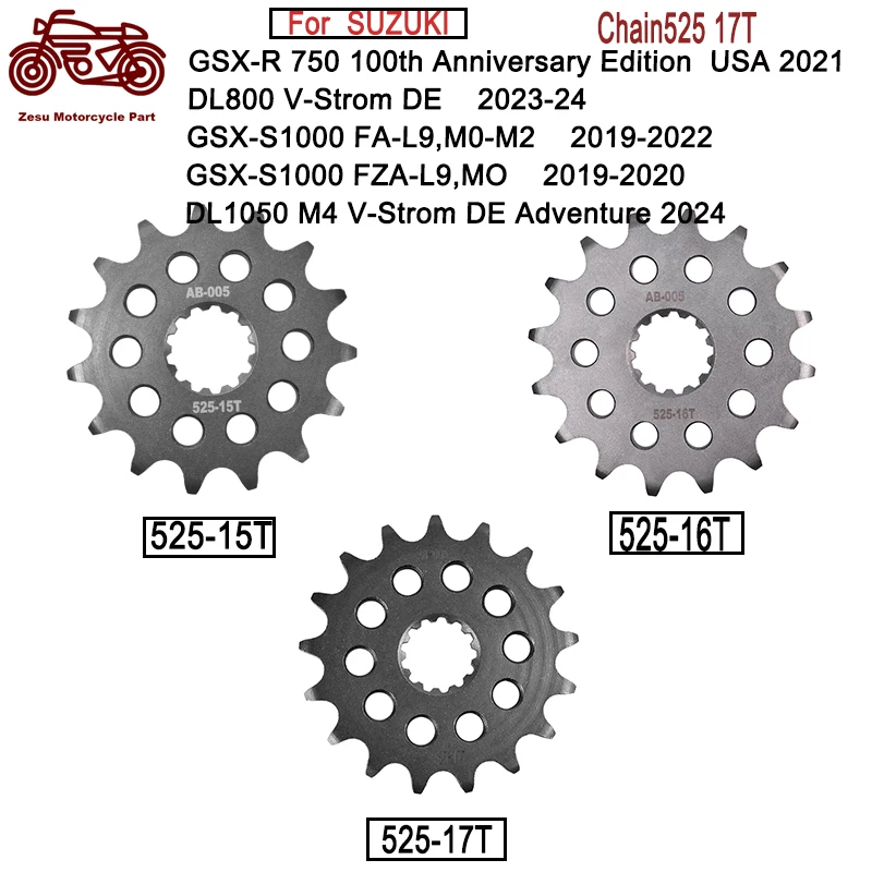 

Chain525 15T 16T 17T Tooth Motorcycle 20CrMnTi Front Sprocket For SUZUKI GSR600 GSR600B GSXR600 GSX-R600 GSXR 600 GSX-R750