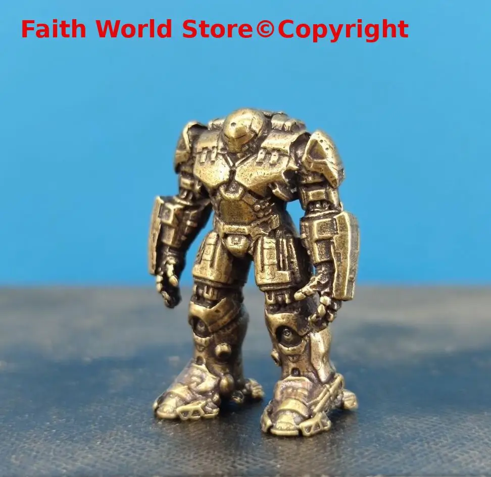 2PCS # Copper Sculpture Soldier Model Figurines Miniatures Mecha Warrior Figurines Gift Craft Ornament Decoration