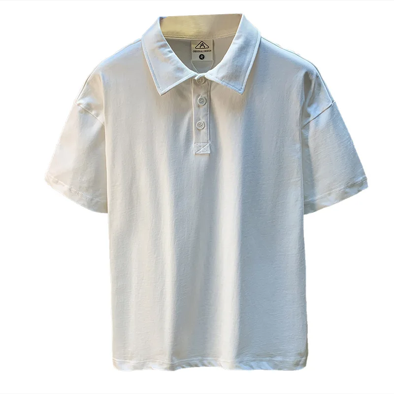 2025 summer high-end casual polo shirt classic style, collar versatile, solid color short sleeved T-shirt top