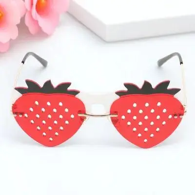 

1Pair Frameless Sunglasses Strawberry Design Rimless Eyeglasses for Women Men 90S Style Party Glasses Fashionable Summer