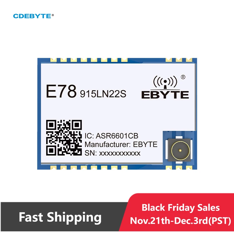 

ASR6601 LoraWan беспроводной модуль 915MHZ CDEBYTE E78-915LN22S(6601) ABP/OTAA IPEX/Stamp отверстие модуль 22 дБм с низким энергопотреблением