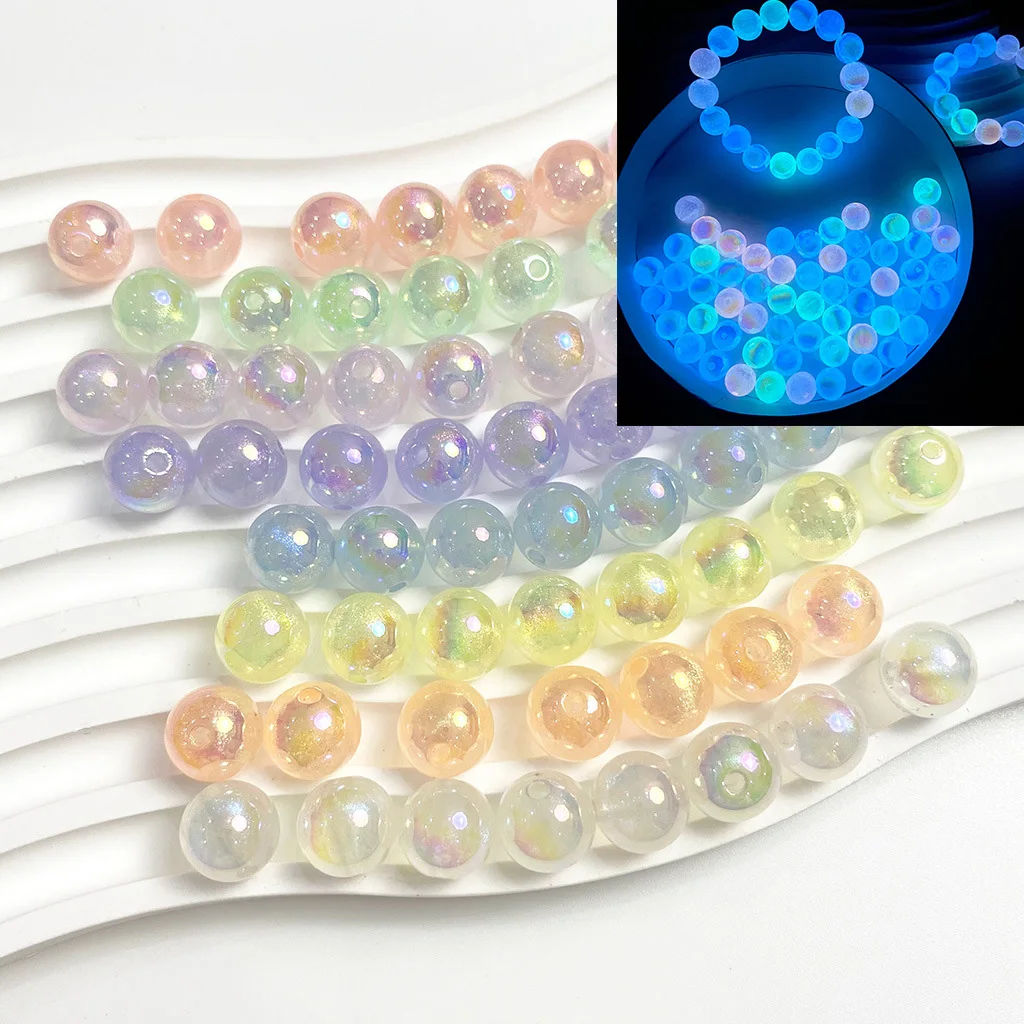 20pcs 12mm Glittery Glow in the Dark Round Beads Loose Spacer For Jewelry Making Bracelet Necklace DIY Accessories