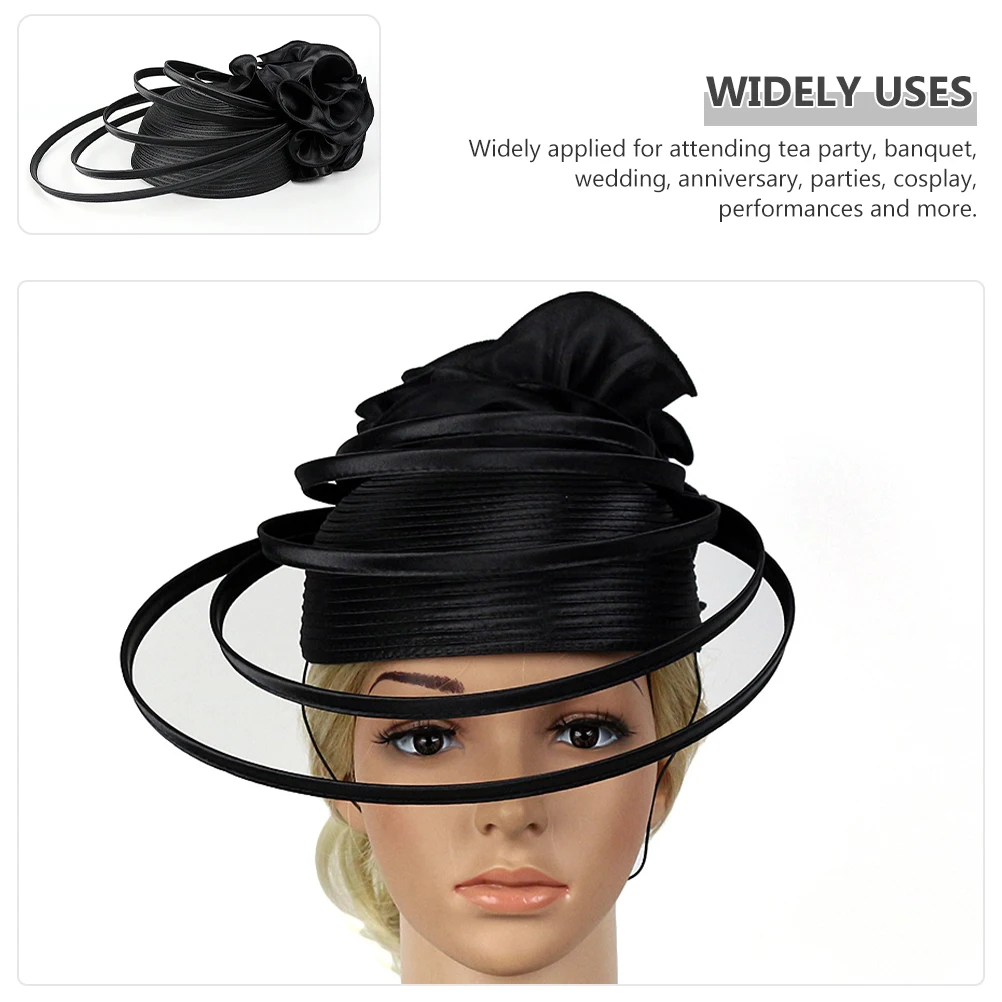 

Elegant Polyester Headb Headdress Durable Women Fascinator Hat Tea Party Wedding Bridal Hair Accessories Banquet Props ABS