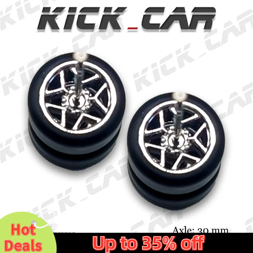 1/64 Wheels with Rubber Tires Pentagram Refitting Parts for Diecast Model Car Hot Wheels Mainline Matchbox Tomica D:11mm 1 Set