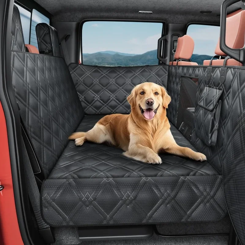 

Truck Back Seat Extender for Dogs – Waterproof Full Size Pickup Pet Seat Cover with Door Protection, Hard Bottom Holds 400 lbs D