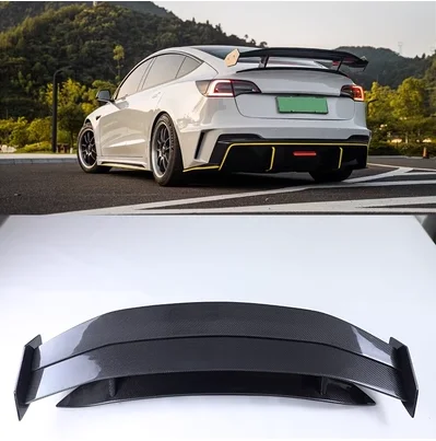 For Tesla Teslamodel3 dedicated Hacker GT carbon fiber large tail wing free perforation modification top wing