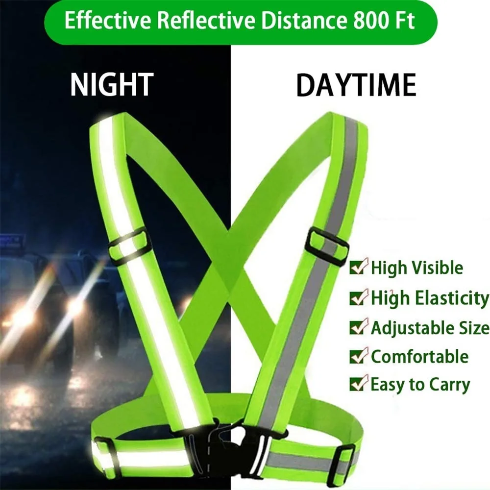 Reflective Straps Night Work Security Running Cycling Safety Reflective Vest High Visibility Reflective Safety Jacket