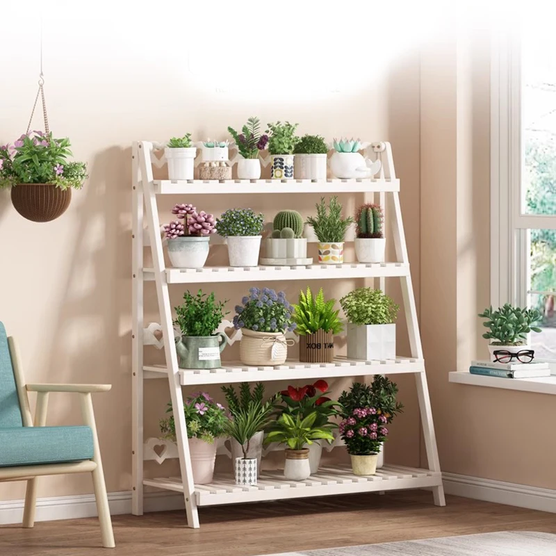 Nordic Wood Plant Shelves Balcony Collapsible Portable Type Multilayer Plant Shelves Indoor Domestic Furniture Supporto FYPS