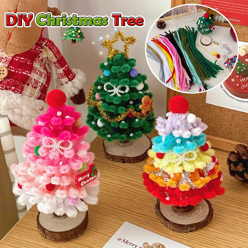 Christmas Tree Handmade Ornaments Twist Stick Xmas Tree Material Pack DIY Christmas Tree Set Handmade Material Pack Kids Crafts