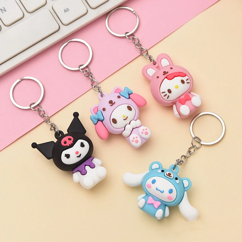 Sanrio Kawaii Kuromi Doll Hello Kitty Keychain Cartoon Anime My Melody Car Key Chain Cinnamoroll Backpack Pendant Keyring Gifts