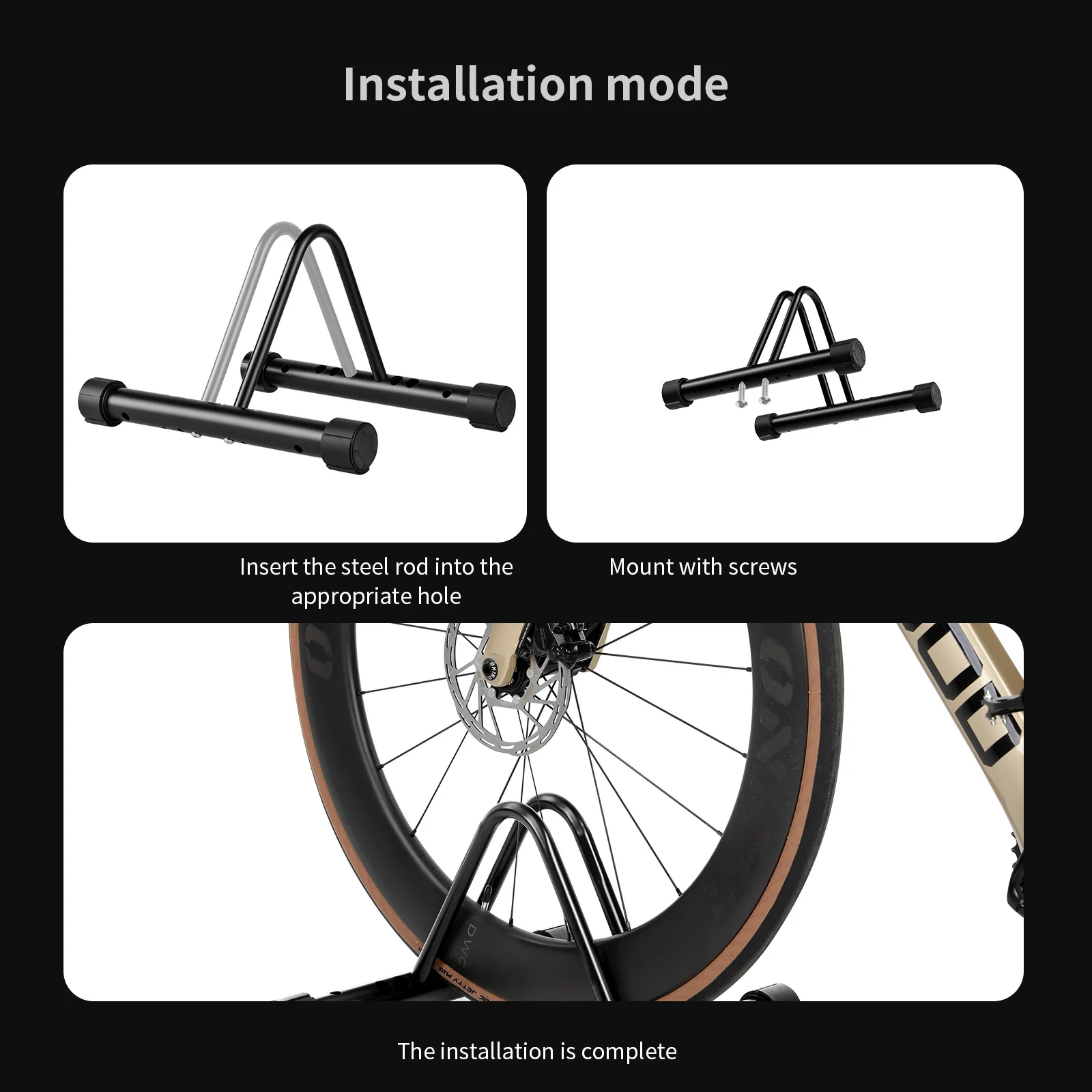 TOSUOD Kratzfester Fahrradständer, Robuster Verdickter Langlebiger Platzsparender Halter für MTB und Rennräder, Garagenaufbewahrung – Detail 5
