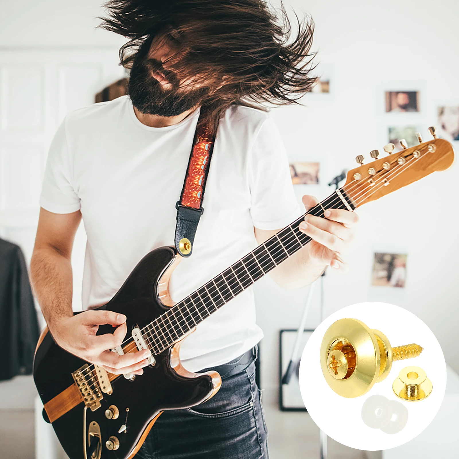 

2 Pcs Guitar Strap Nails Electric Locks Repair Kit for Button Silica Gel Acoustic Child Bass