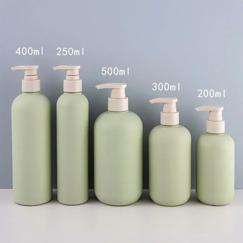 Green Empty Plastic Pump Lotion Shampoo Bottle Cosmetic Container Acrylic Pump Head 200ml 300ml 500ml Refillable Bottles