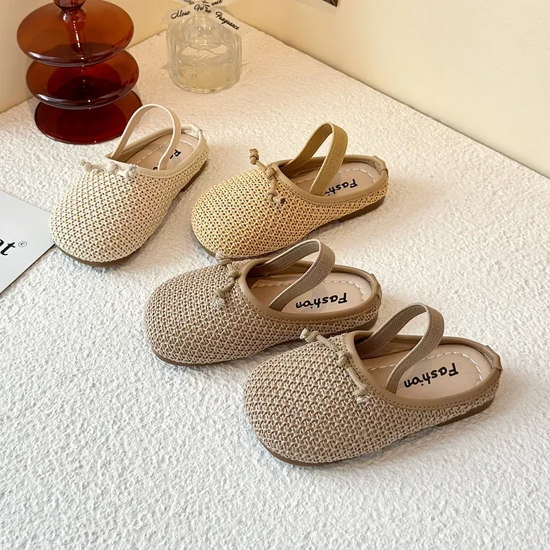 

Children Woven Sandals for Girls 2026 Summer New Fashion Korean Style Soft Bottom Anti-slippery Versatile Chic Breathable Shoes