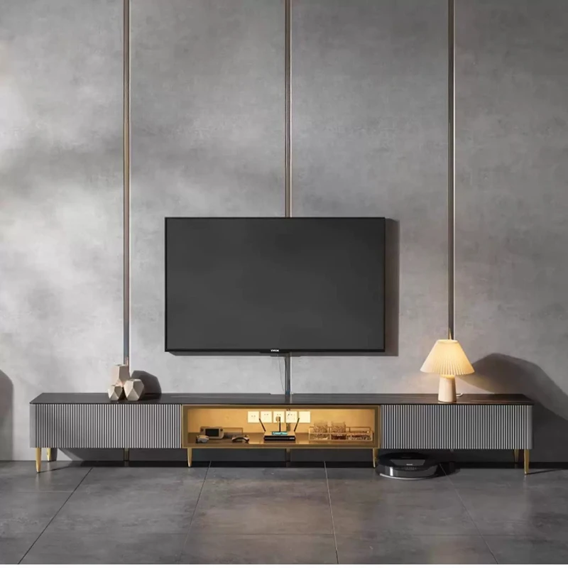 

LTT wall-mounted narrow modern simple suspended small apartment living room modern rock slab coffee table combination