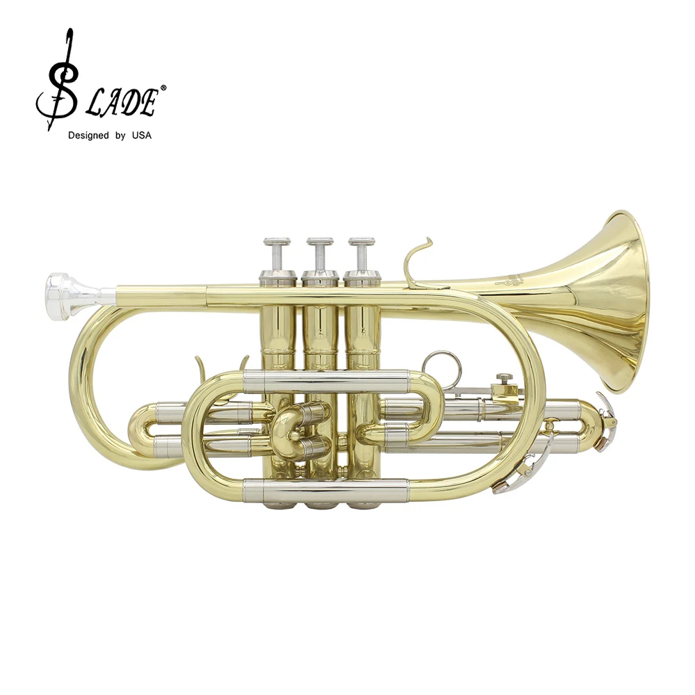 

SLADE Bb Cornet Brass Body B-flat Cornet Set with Accessories Storage Bag Professional Brass Instruments Gold Silver Cornet