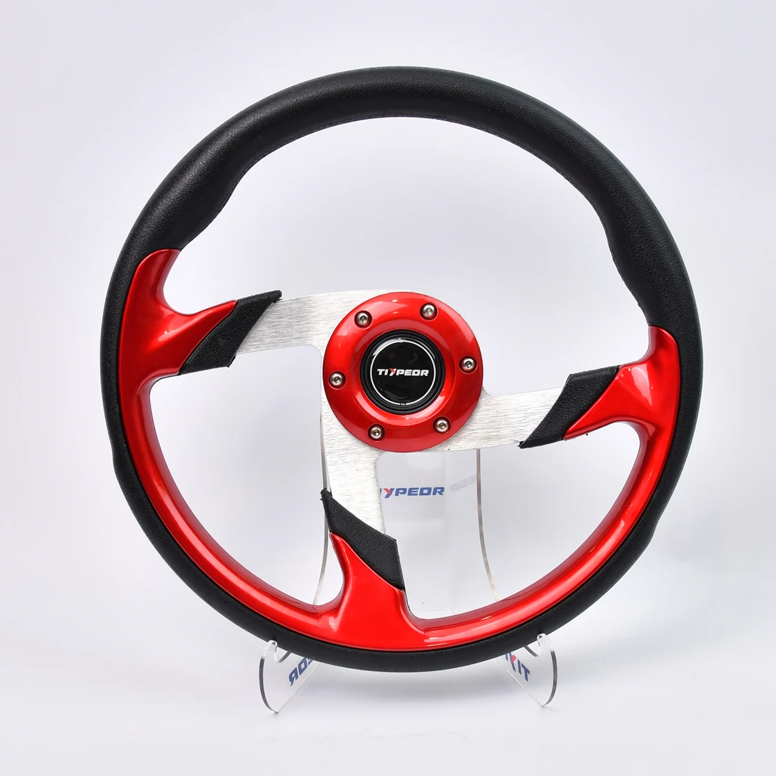 

Universal red and black spliced PU steering wheel 320mm sport steering wheel