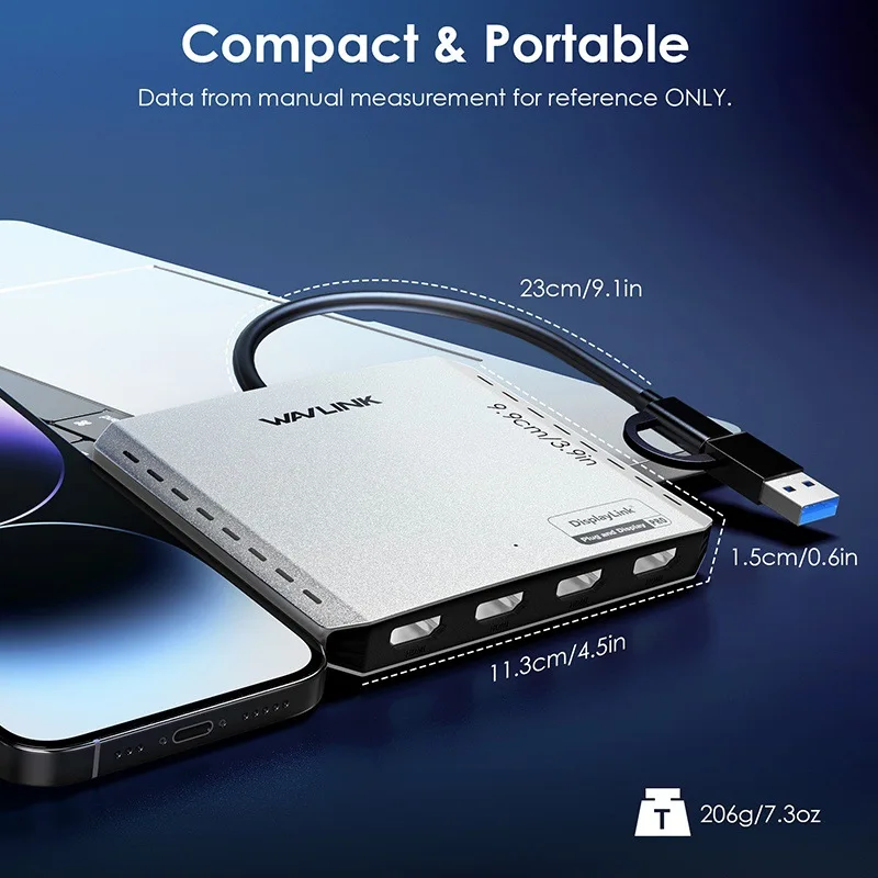 Quad 4K@60Hz Universal Display Adapter Global Debut with DisplayLink DL7400 for Intel/M1/M2/M3/M4 Mac