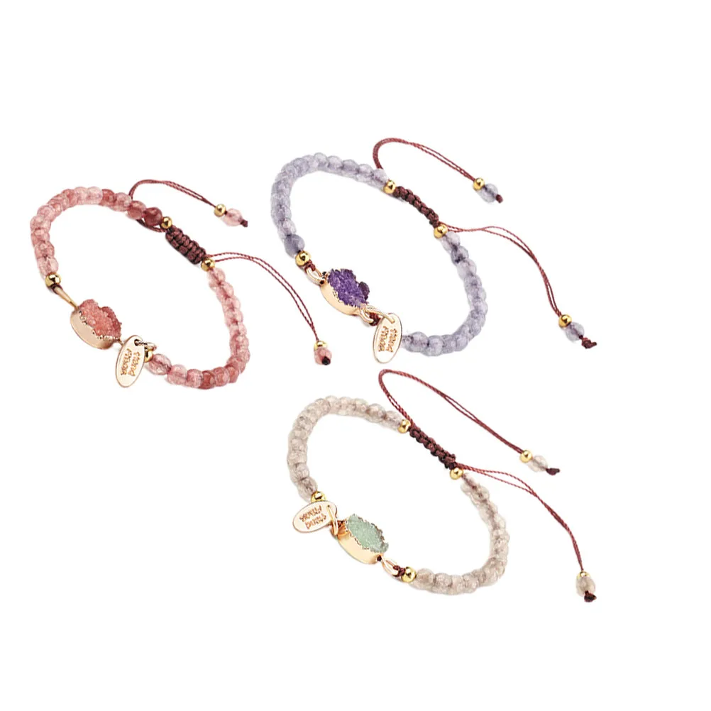 

3 Pcs Fashion Crystal Bracelet Women Bracelet Weave Chain Women Stone Wrist Decor Elegant Jewelry Gift Birthday