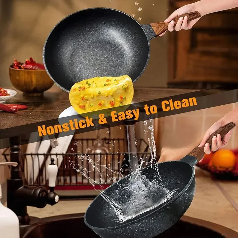 Maifan Stone Non stick Frying Pan Gas Stove Induction Frying Pan  Cookware  Durable Kitchen Household Frying Pan Beef Frying Pan