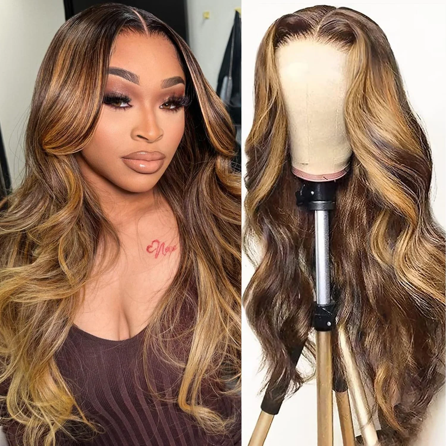 Honigblonde Perücke aus Echthaar, 200 Dichte, 13x4 HD Lace Frontal Perücken, Body Wave Lace Front für Schwarze Frauen, Anfängerfreundlich