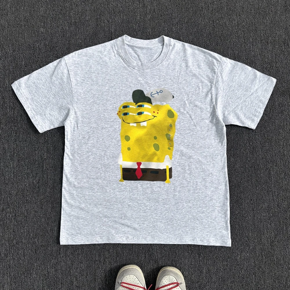 BOMBA STUDIO T-shirt a maniche corte di marca alla moda di nicchia di design SpongeBob SquarePants in puro cotone