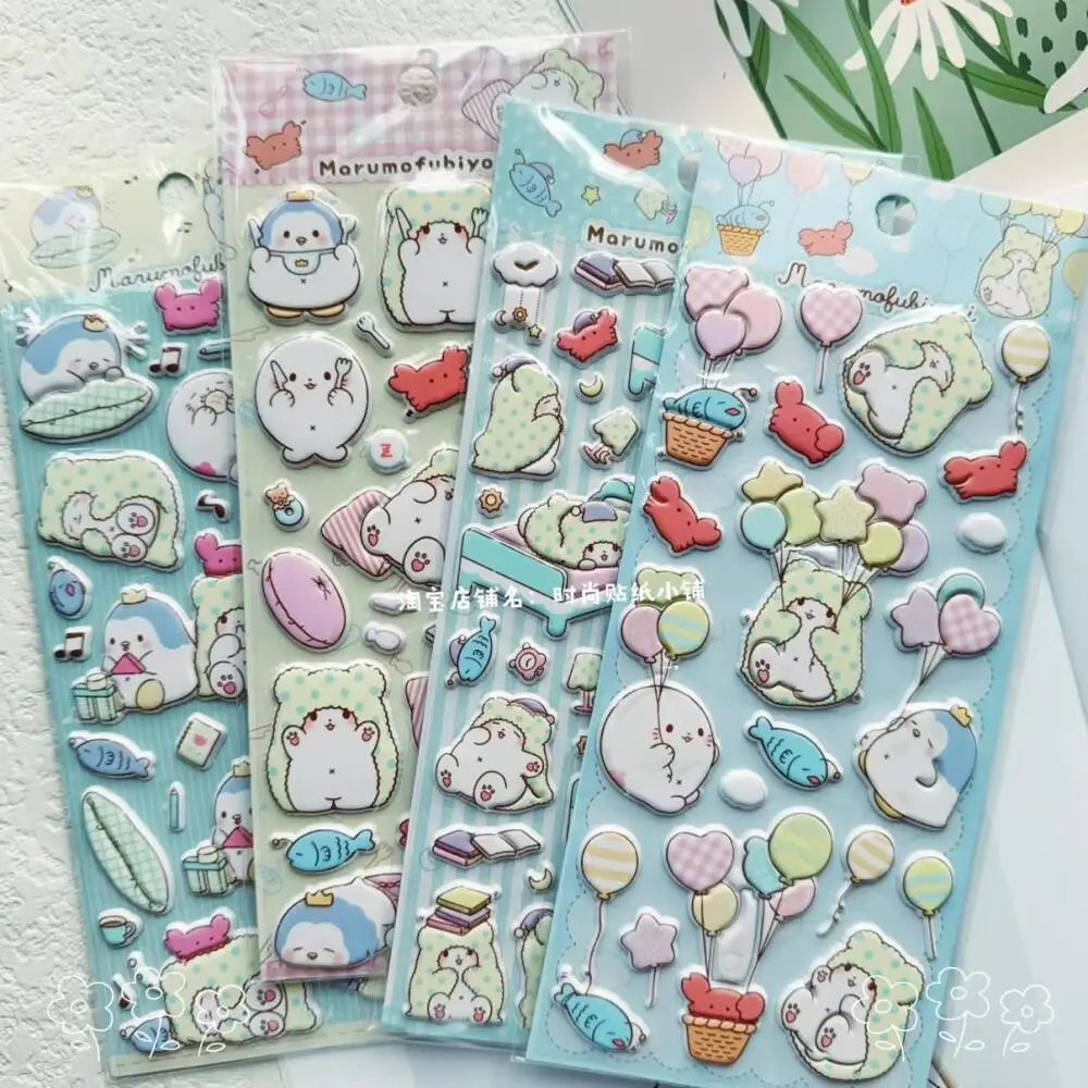 

Трехмерные наклейки Sanrio Marumofubiyori Bubble Cotton для декора телефонов, чашек, компьютеров, подарок на день рождения другу